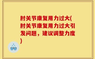 肘关节康复用力过大(肘关节康复用力过大引发问题，建议调整力度)