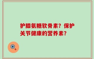 护膝氨糖软骨素？保护关节健康的营养素？