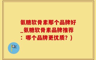 氨糖软骨素那个品牌好_氨糖软骨素品牌推荐：哪个品牌更优质？)