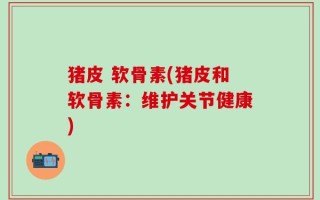 猪皮 软骨素(猪皮和软骨素：维护关节健康)
