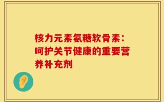 核力元素氨糖软骨素：呵护关节健康的重要营养补充剂