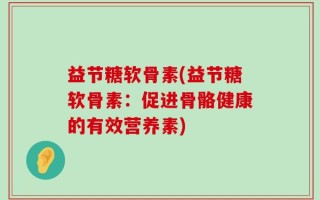 益节糖软骨素(益节糖软骨素：促进骨骼健康的有效营养素)