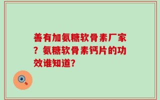善有加氨糖软骨素厂家？氨糖软骨素钙片的功效谁知道？
