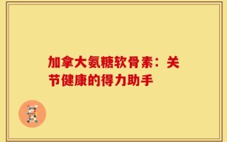 加拿大氨糖软骨素：关节健康的得力助手