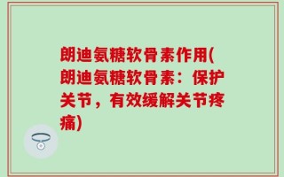 朗迪氨糖软骨素作用(朗迪氨糖软骨素：保护关节，有效缓解关节疼痛)