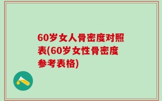 60岁女人骨密度对照表(60岁女性骨密度参考表格)
