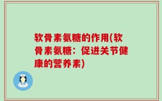 软骨素氨糖的作用(软骨素氨糖：促进关节健康的营养素)