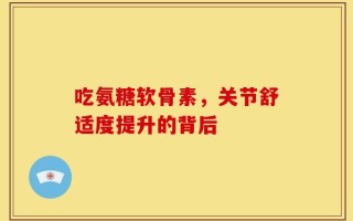 吃氨糖软骨素，关节舒适度提升的背后