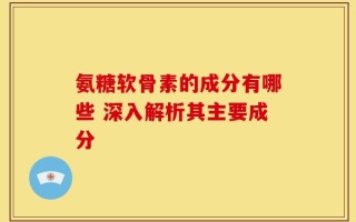 氨糖软骨素的成分有哪些 深入解析其主要成分