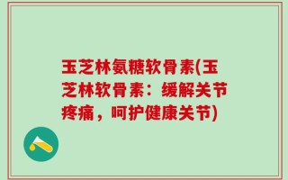 玉芝林氨糖软骨素(玉芝林软骨素：缓解关节疼痛，呵护健康关节)