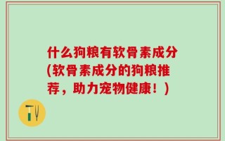 什么狗粮有软骨素成分(软骨素成分的狗粮推荐，助力宠物健康！)