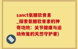 sanct氨糖软骨素_探索氨糖软骨素的神奇功效：关节健康与运动恢复的天然守护者)