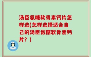汤臣氨糖软骨素钙片怎样选(怎样选择适合自己的汤臣氨糖软骨素钙片？)