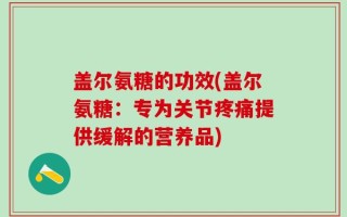 盖尔氨糖的功效(盖尔氨糖：专为关节疼痛提供缓解的营养品)