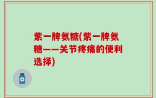 紫一牌氨糖(紫一牌氨糖——关节疼痛的便利选择)