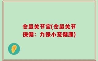 仓鼠关节宝(仓鼠关节保健：力保小宠健康)