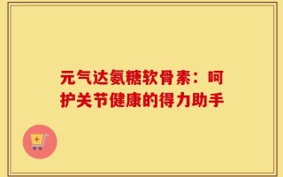 元气达氨糖软骨素：呵护关节健康的得力助手