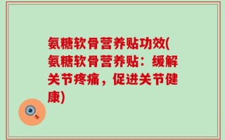 氨糖软骨营养贴功效(氨糖软骨营养贴：缓解关节疼痛，促进关节健康)
