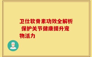 卫仕软骨素功效全解析 保护关节健康提升宠物活力