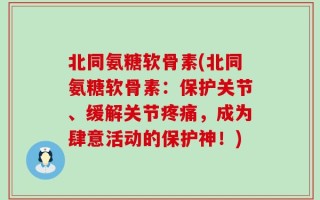 北同氨糖软骨素(北同氨糖软骨素：保护关节、缓解关节疼痛，成为肆意活动的保护神！)