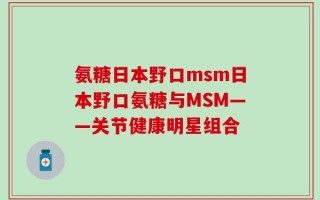 氨糖日本野口msm日本野口氨糖与MSM——关节健康明星组合