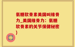 氨糖软骨素美国叫维骨力_美国维骨力：氨糖软骨素的关节保健秘密)