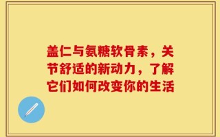 盖仁与氨糖软骨素，关节舒适的新动力，了解它们如何改变你的生活
