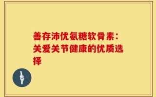 善存沛优氨糖软骨素：关爱关节健康的优质选择