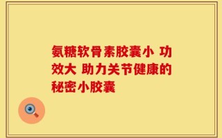 氨糖软骨素胶囊小 功效大 助力关节健康的秘密小胶囊