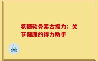 氨糖软骨素古提力：关节健康的得力助手