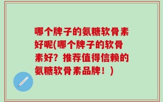 哪个牌子的氨糖软骨素好呢(哪个牌子的软骨素好？推荐值得信赖的氨糖软骨素品牌！)