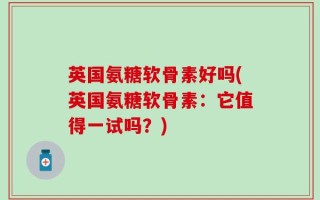 英国氨糖软骨素好吗(英国氨糖软骨素：它值得一试吗？)
