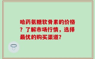 哈药氨糖软骨素的价格？了解市场行情，选择最优的购买渠道？