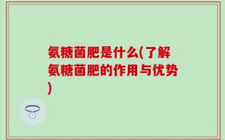 氨糖菌肥是什么(了解氨糖菌肥的作用与优势)
