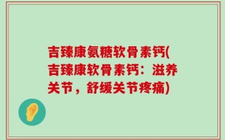 吉臻康氨糖软骨素钙(吉臻康软骨素钙：滋养关节，舒缓关节疼痛)