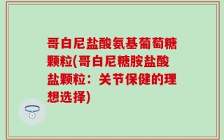 哥白尼盐酸氨基葡萄糖颗粒(哥白尼糖胺盐酸盐颗粒：关节保健的理想选择)