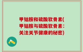 甲钴胺和硫酸软骨素(甲钴胺与硫酸软骨素：关注关节健康的秘密)