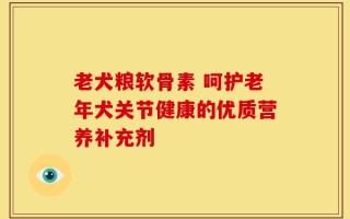 老犬粮软骨素 呵护老年犬关节健康的优质营养补充剂