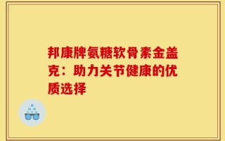 邦康牌氨糖软骨素金盖克：助力关节健康的优质选择