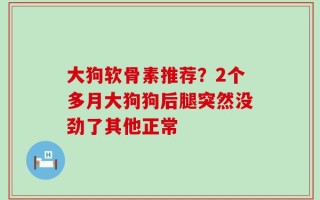 大狗软骨素推荐？2个多月大狗狗后腿突然没劲了其他正常