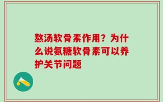 熬汤软骨素作用？为什么说氨糖软骨素可以养护关节问题