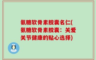 氨糖软骨素胶囊名仁(氨糖软骨素胶囊：关爱关节健康的贴心选择)