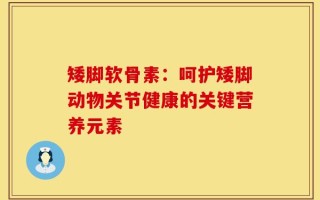矮脚软骨素：呵护矮脚动物关节健康的关键营养元素