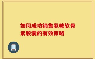 如何成功销售氨糖软骨素胶囊的有效策略