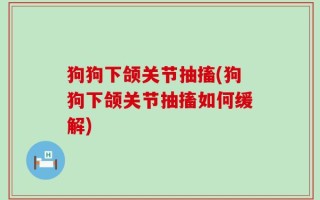 狗狗下颌关节抽搐(狗狗下颌关节抽搐如何缓解)