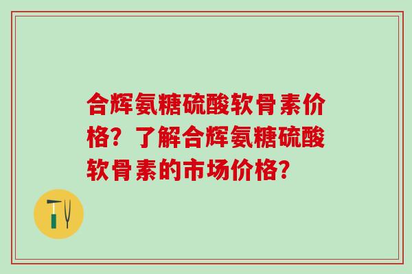 合辉氨糖硫酸软骨素价格?了解合辉氨糖硫酸软骨素的市场价格?-第1张图片-氨糖科普网 合辉氨糖硫酸软骨素价格?了解合辉氨糖硫酸软骨素的市场价格?-第1张图片-氨糖科普网