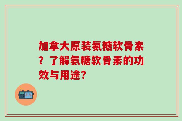 加拿大原装氨糖软骨素？了解氨糖软骨素的功效与用途？-第1张图片-氨糖科普网