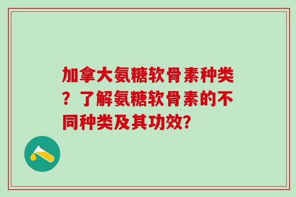 加拿大氨糖软骨素种类?了解氨糖软骨素的不同种类及其功效?-第1张图片-氨糖科普网 加拿大氨糖软骨素种类?了解氨糖软骨素的不同种类及其功效?-第1张图片-氨糖科普网