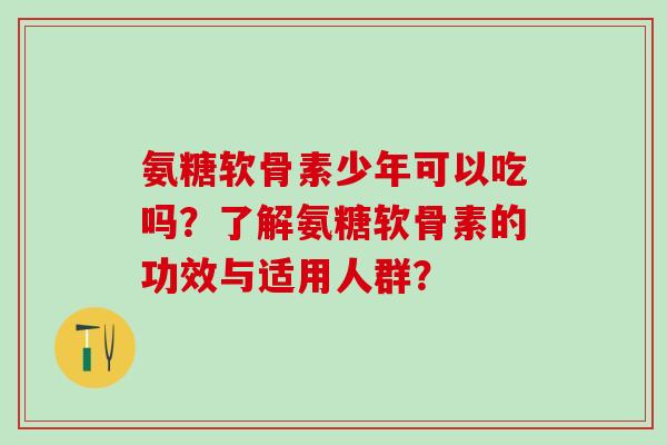 氨糖软骨素少年可以吃吗?了解氨糖软骨素的功效与适用人群?-第1张图片-氨糖科普网 氨糖软骨素少年可以吃吗?了解氨糖软骨素的功效与适用人群?-第1张图片-氨糖科普网