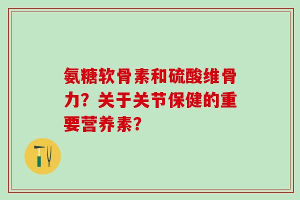 氨糖软骨素和硫酸维骨力?关于关节保健的重要营养素?-第1张图片-氨糖科普网 氨糖软骨素和硫酸维骨力?关于关节保健的重要营养素?-第1张图片-氨糖科普网